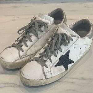 Golden Goose GGDB SSENCE exclusive white and black glitter superstars